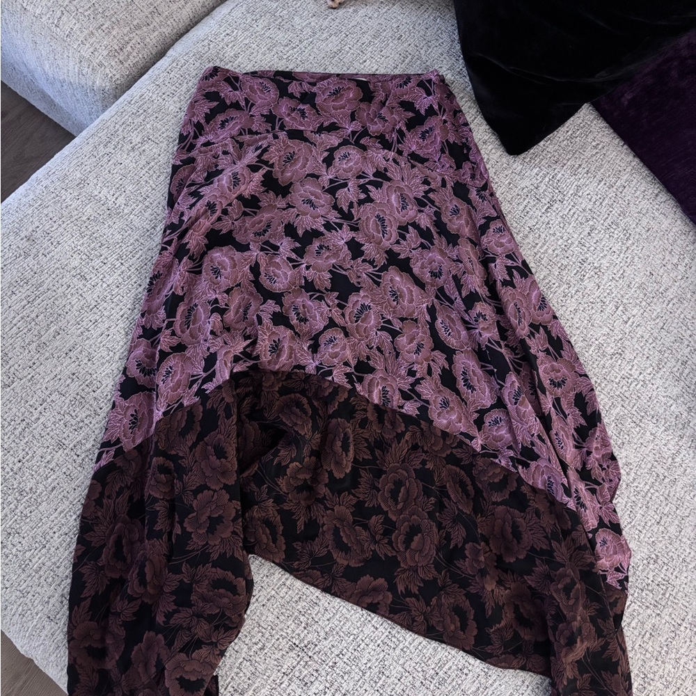 Diane Von Furstenberg Pink Floral Asymmetric Midi Skirt